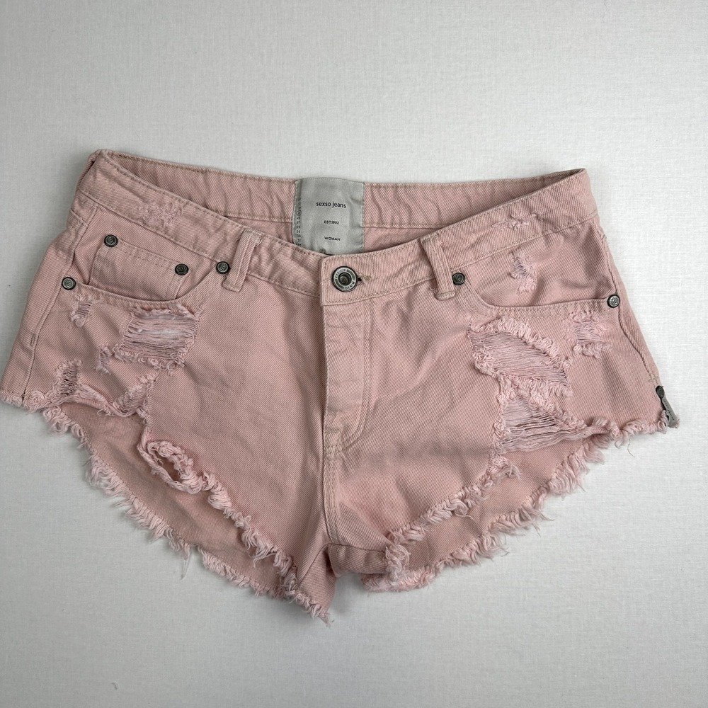 SEXSO Jeans Bonitas Distressed‎ Denim Shorts Dusty Pink Women 25